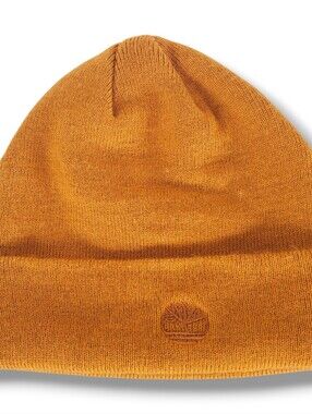 Timberland Logo Hat OS Winter Hat Golden Tan Color Cuffed Knit Beanie Casual